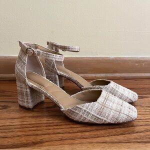 Kelly & Katie Beige Tweed Women's Heels Size 7.5